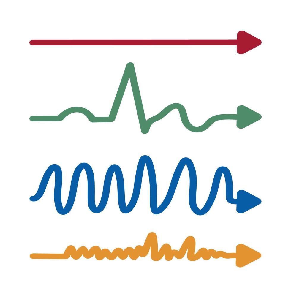 Systole Asystole VT VF Heartbeat Signal with Colorful Arrow Illustration vector