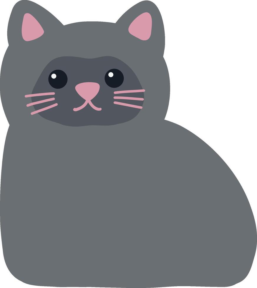 Cute gray cat with darker fur in the face loafing illustration vector