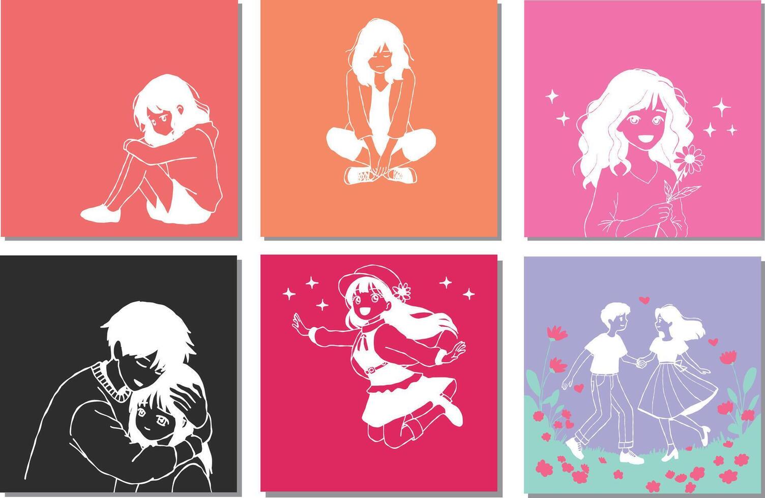 Cute anime quotes theme colorful layout illustration editable for website and banner vector