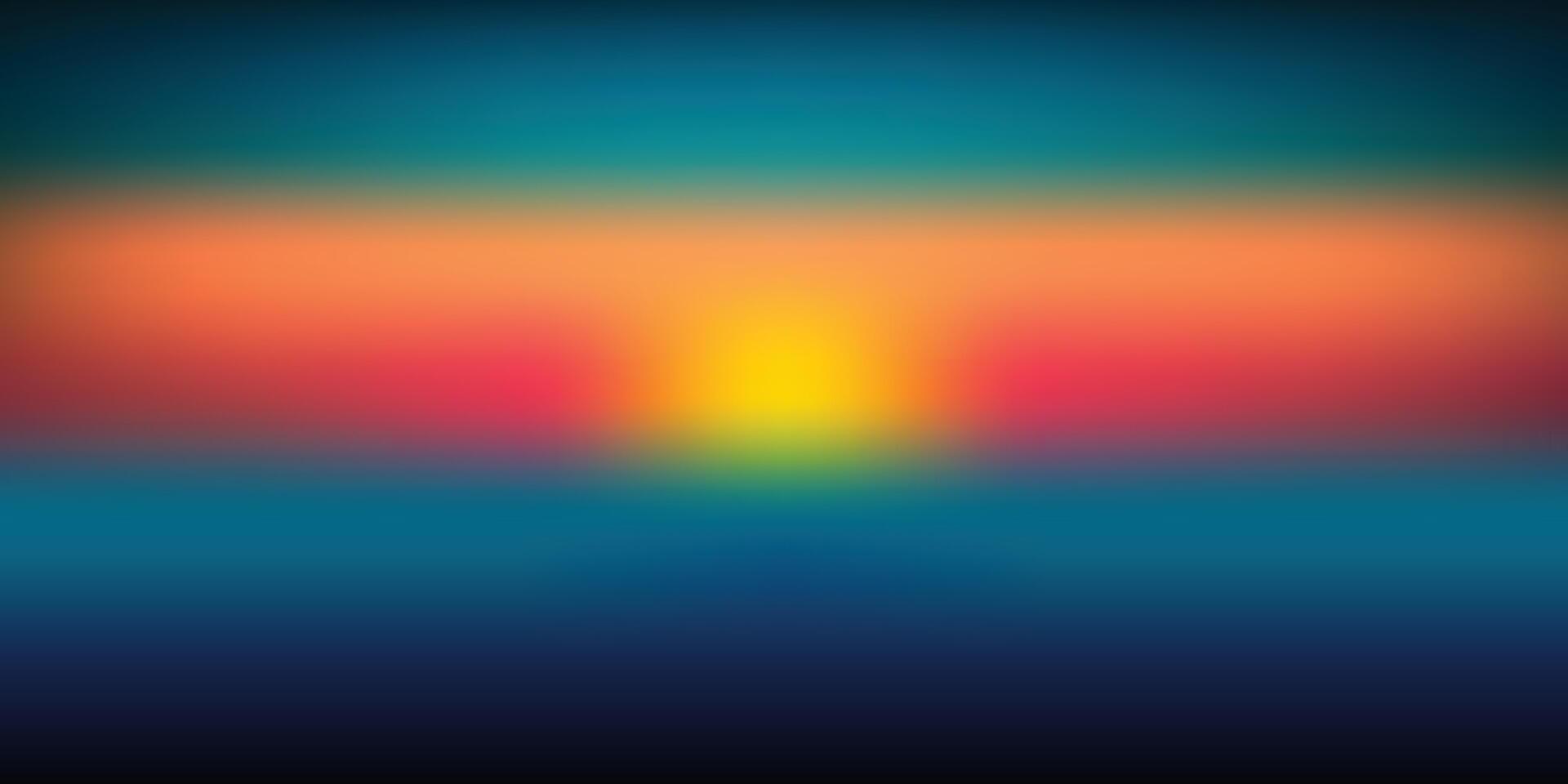 Colorful horizontal gradient background with warm red orange yellow center and cool teal blue edges vector