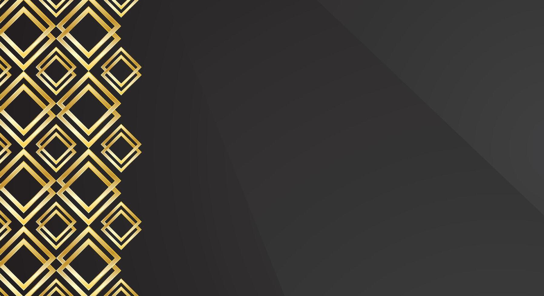 Luxurious black background with geometric pattern of gold line ornaments vector