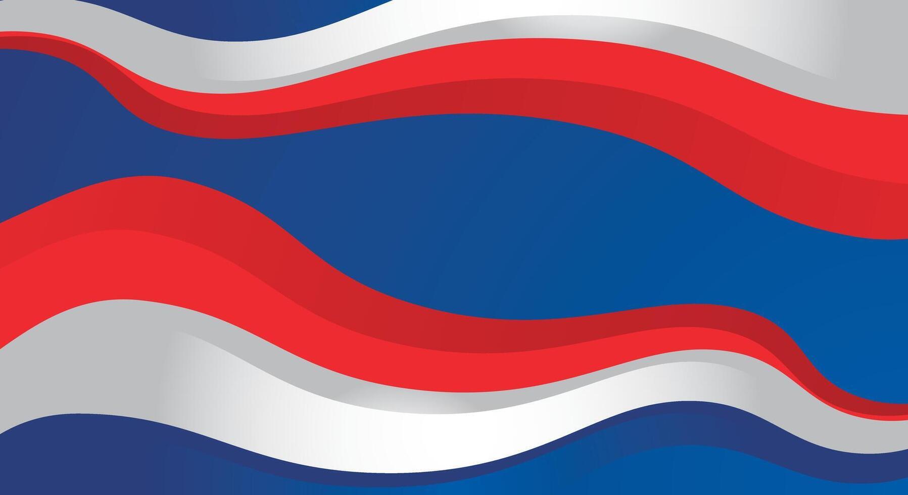 Red and white wavy flag on blue background vector