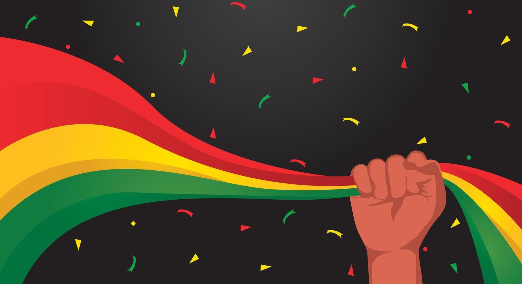 Red yellow green flag hand holding background design, Freedom day poster vector
