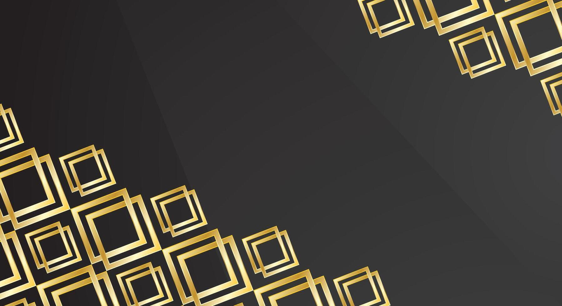 Gold geometric line ornament black background vector