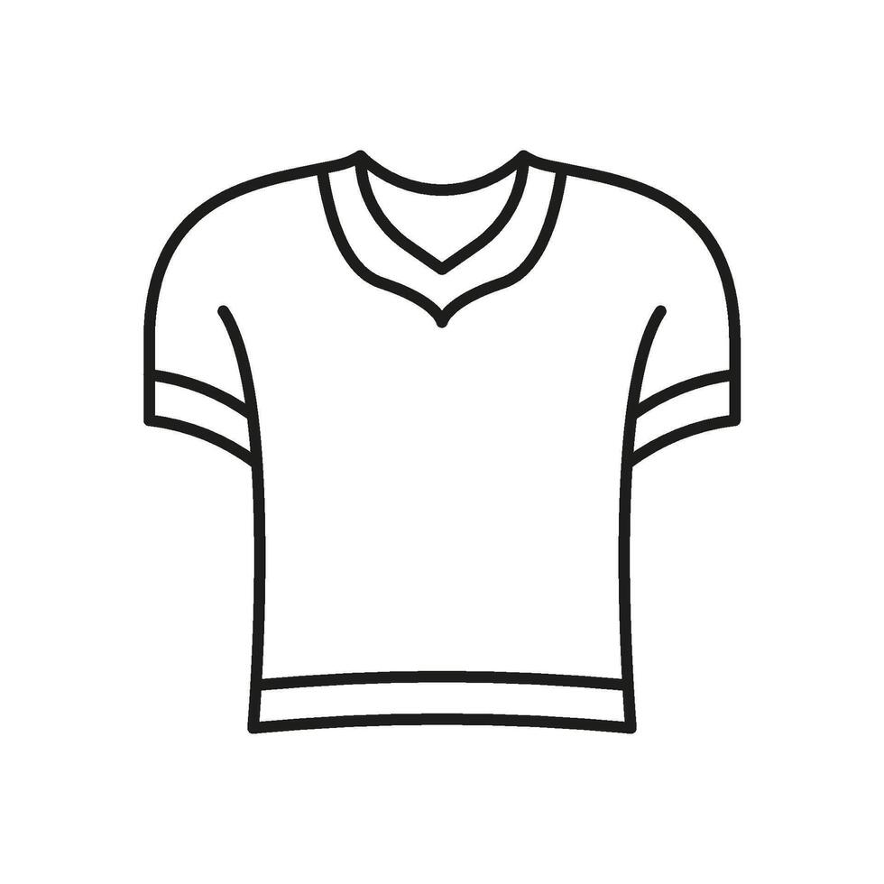 T-Shirt Outline Icon. Casual Clothing, Fashion Apparel, And Wardrobe Essentials Symbol. Simple Garment Design. Editable Stroke. Isolated Illustration vector