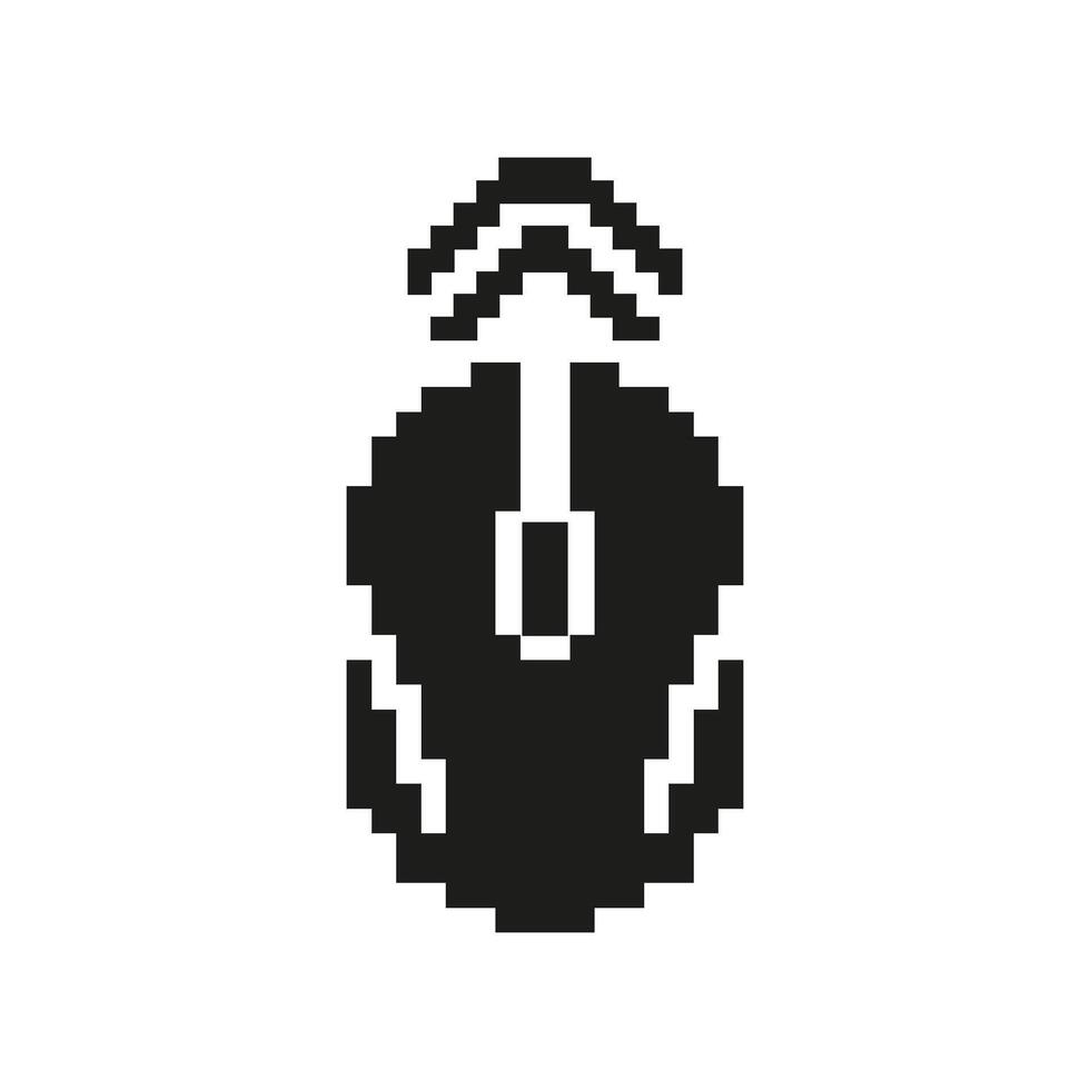 Computer Mouse Pixel Art Icon. Wireless Connectivity And Computer Control Symbol. Retro Gaming And Technology Interface. Isolated Illustration vector