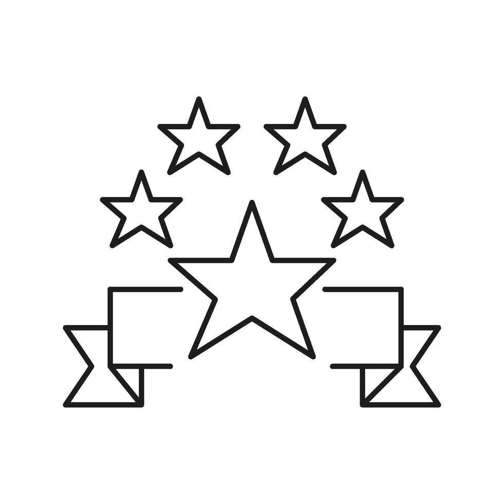Five-Star Rating Line Icon. Quality Assurance, Customer Satisfaction, And Excellence Evaluation Outline Symbol. Feedback And Review System. Editable Stroke. Isolated Illustration vector