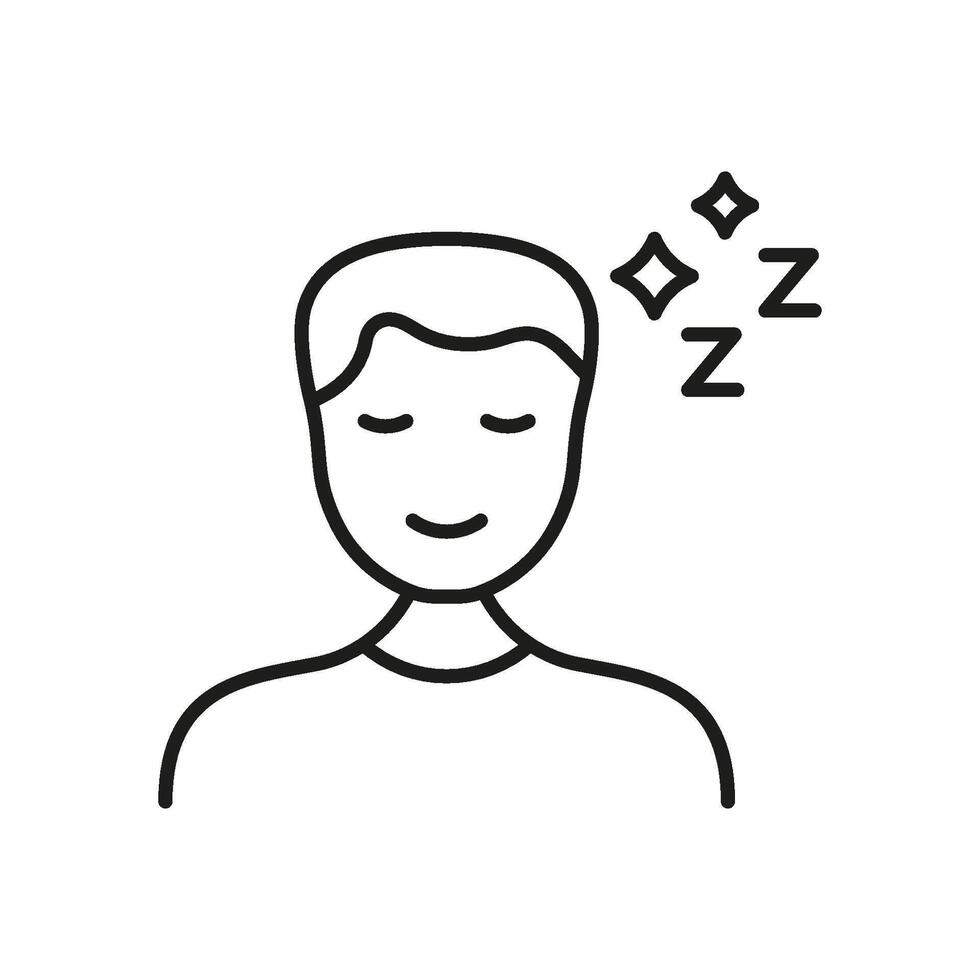 Sleeping Person With Zzz Icon. Rest, Relaxation, And Sleep Symbol. Peaceful Slumber, Nighttime Routine, And Dreaming Concept. Editable Stroke. Isolated Illustration vector