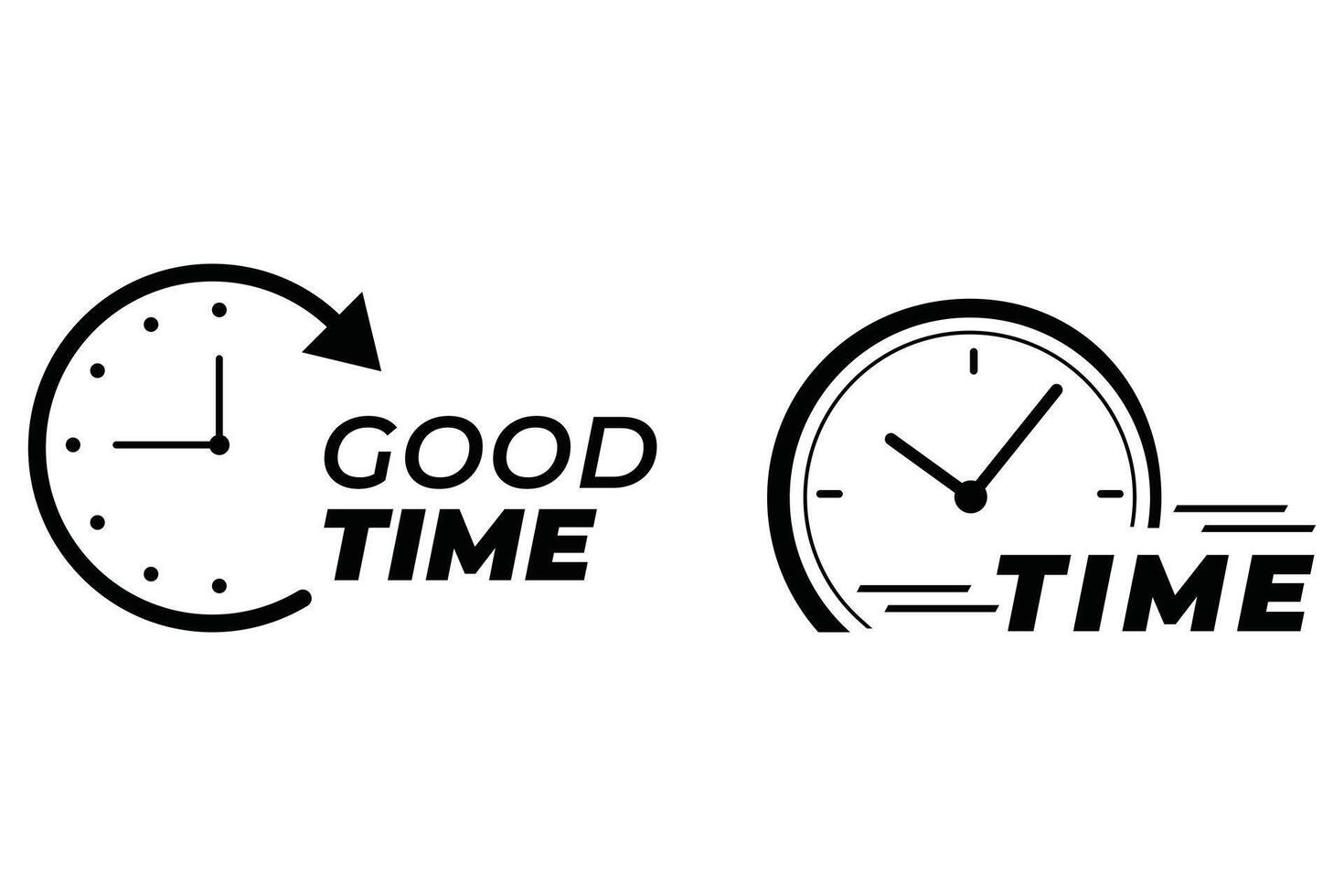 Clock and Watch Icon good Time Collection Silhouette Set vector
