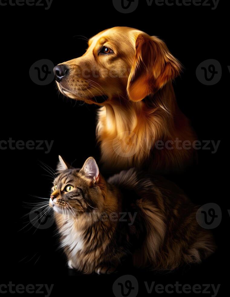 Animals on a farm enjoying the sunny afternoon together photo