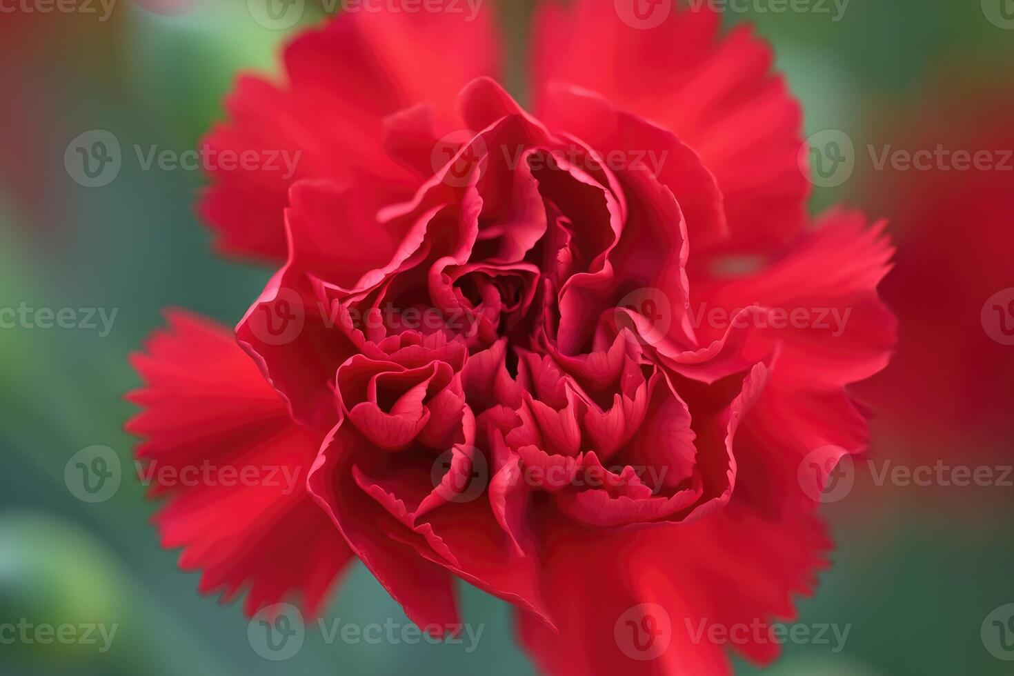 Vibrant red carnation blooming in a garden during spring photo