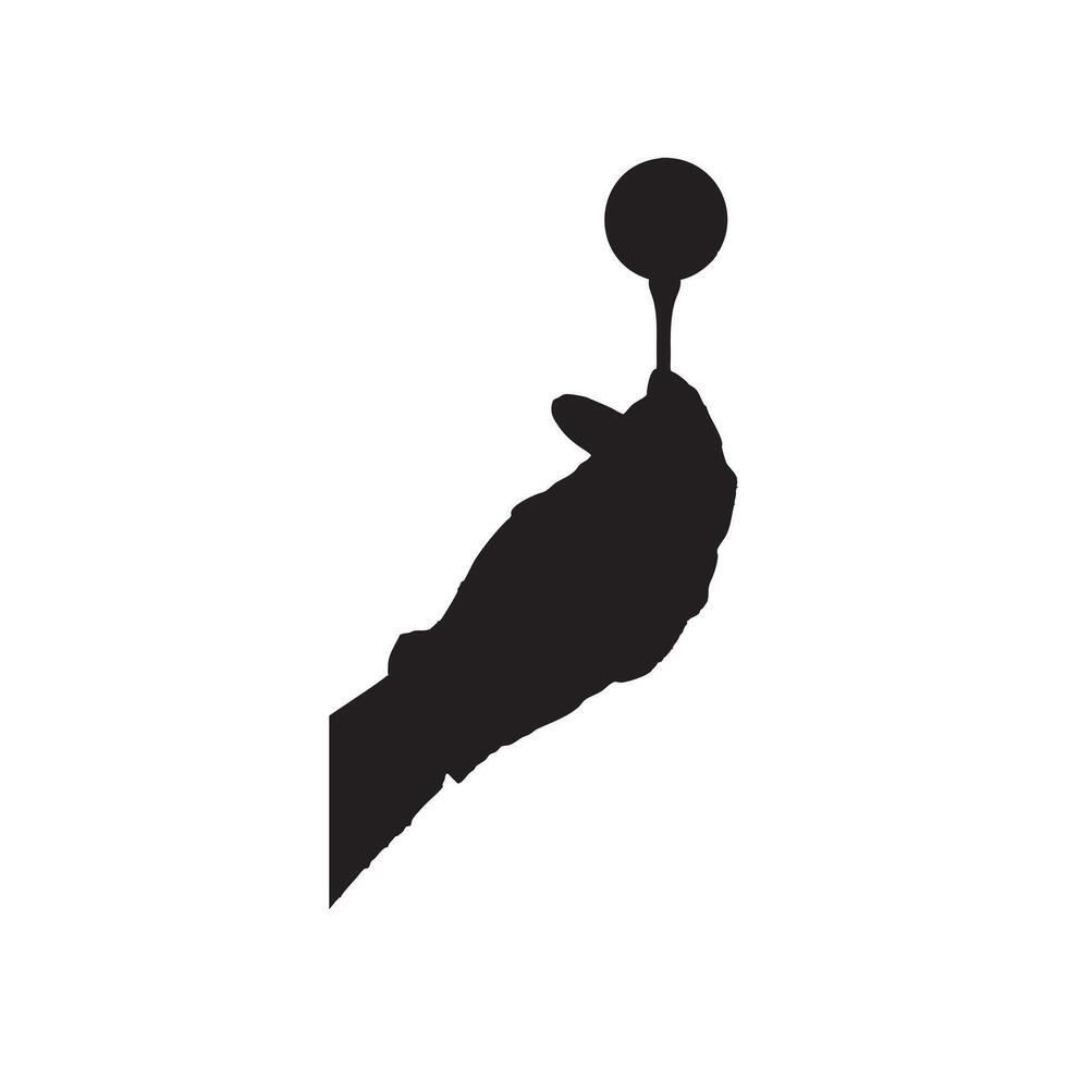 silhouette of hand wearing golf glove placing ball on tee illustration isolated on white background vector