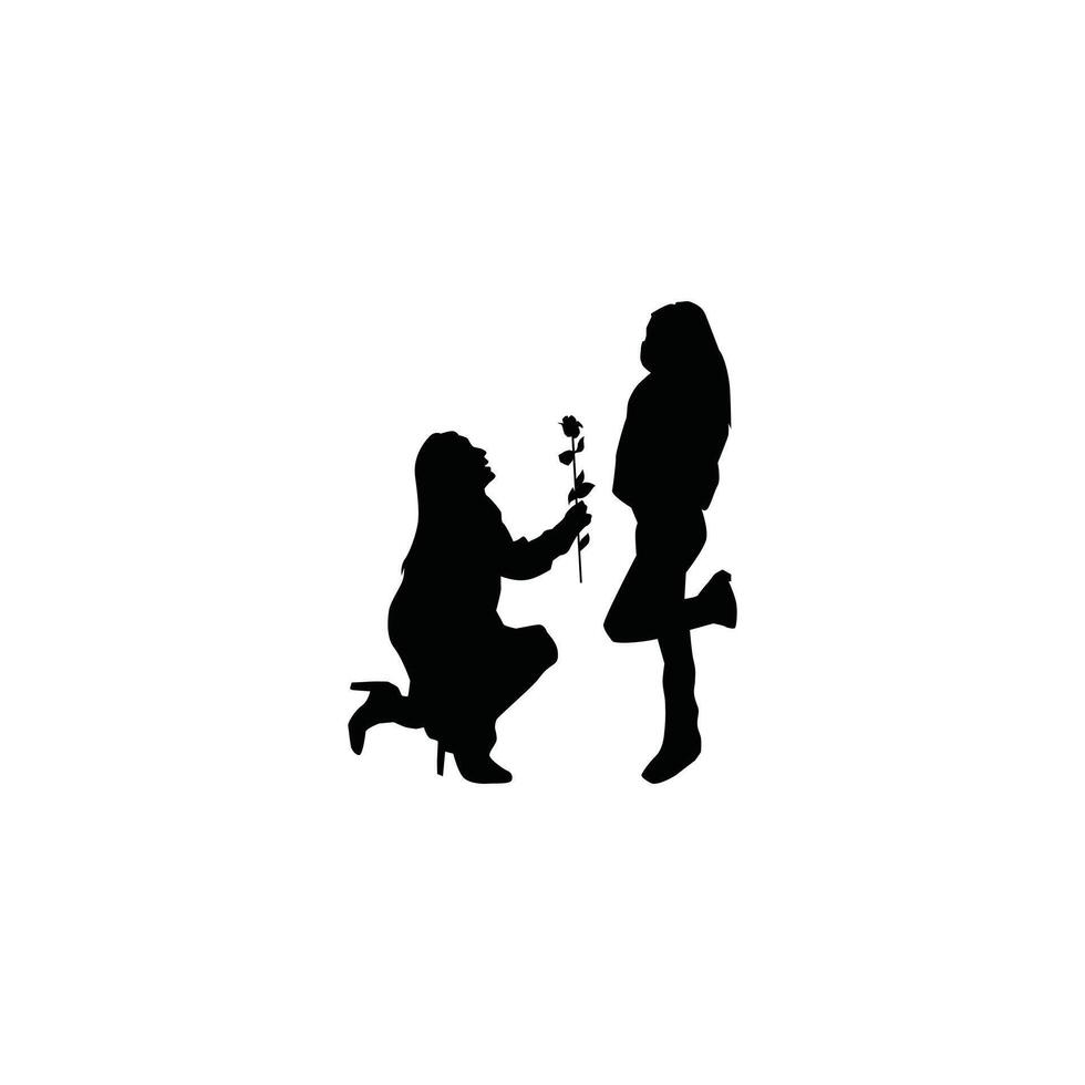 Silhouette Illustration of a Girl Giving Roses to a Friend Heartwarming Moment of Friendship and Kindness in Black Style vector