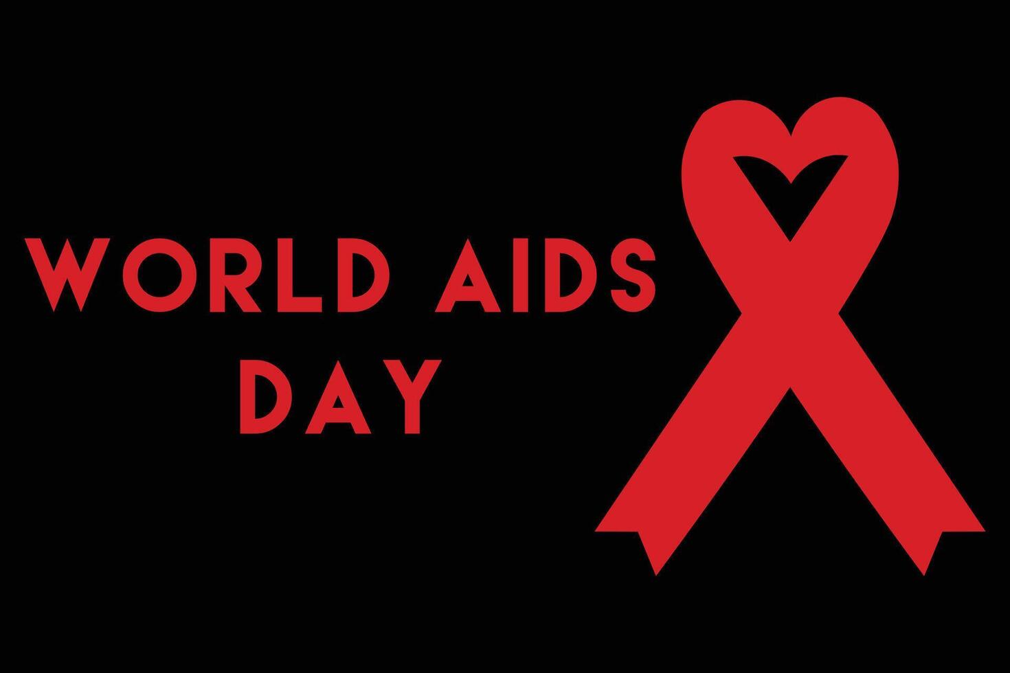 World AIDS Day Banner Design with Red Ribbon Isolated on Black Background vector