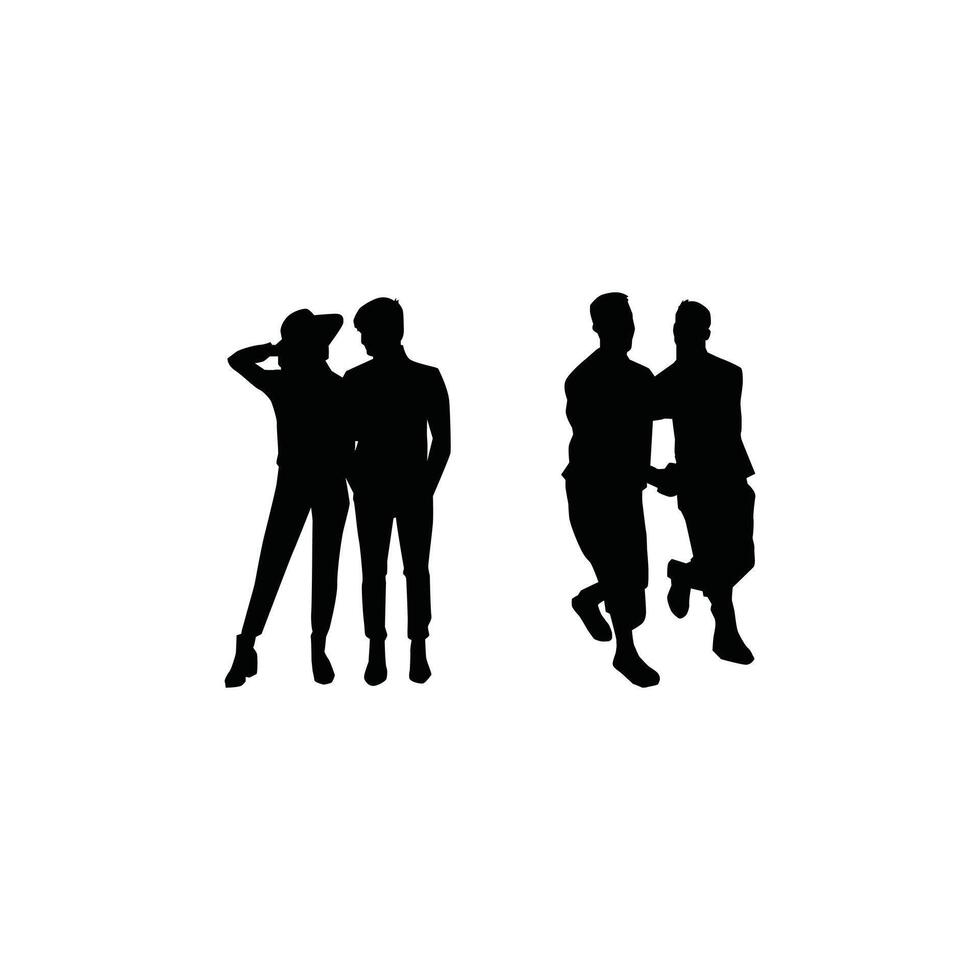 Silhouette Set of Friends Enjoying Together Black Illustration Collection of Social Moments and Friendship vector
