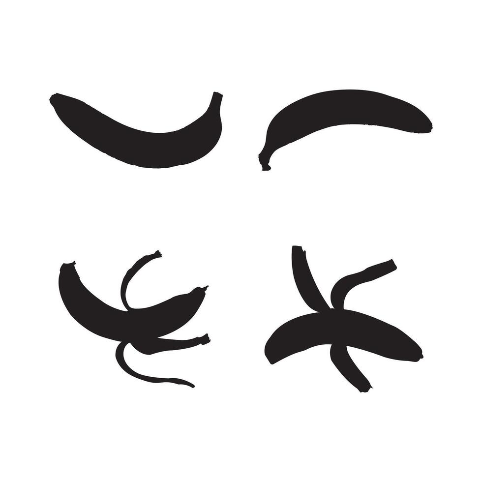 Banana Peel Silhouette Icon set Design Illustration Isolated on White Background vector