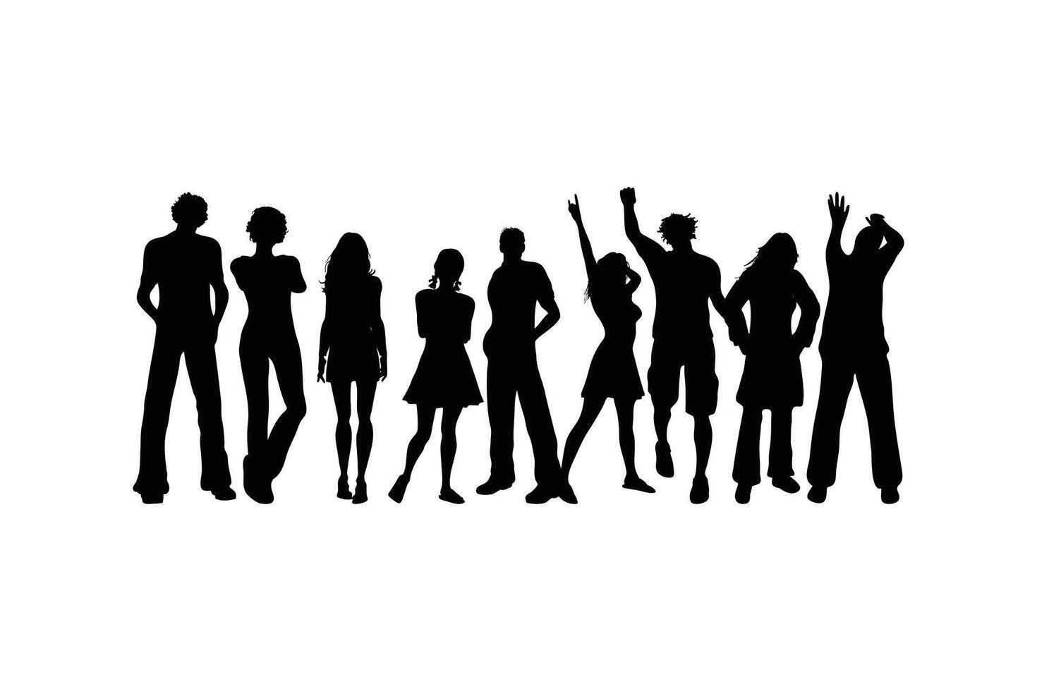 Extensive Silhouette Collection of Crowds of People in Diverse Poses and Groupings Representing Unity, Events, and Social Gatherings Perfect for Community, Festival, and Public Occasion Designs vector