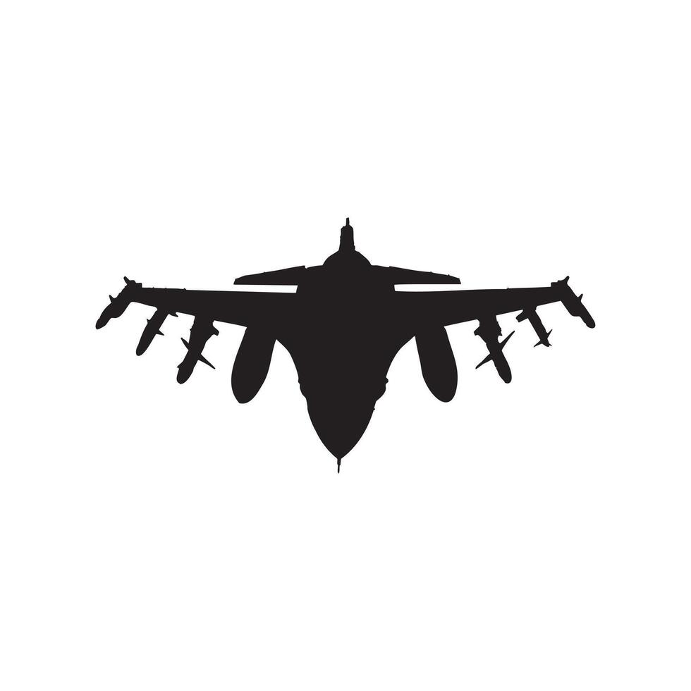 Jet Fighter Icon Silhouette for Stickers Posters Logos and Apparel Design in Minimalist Style vector