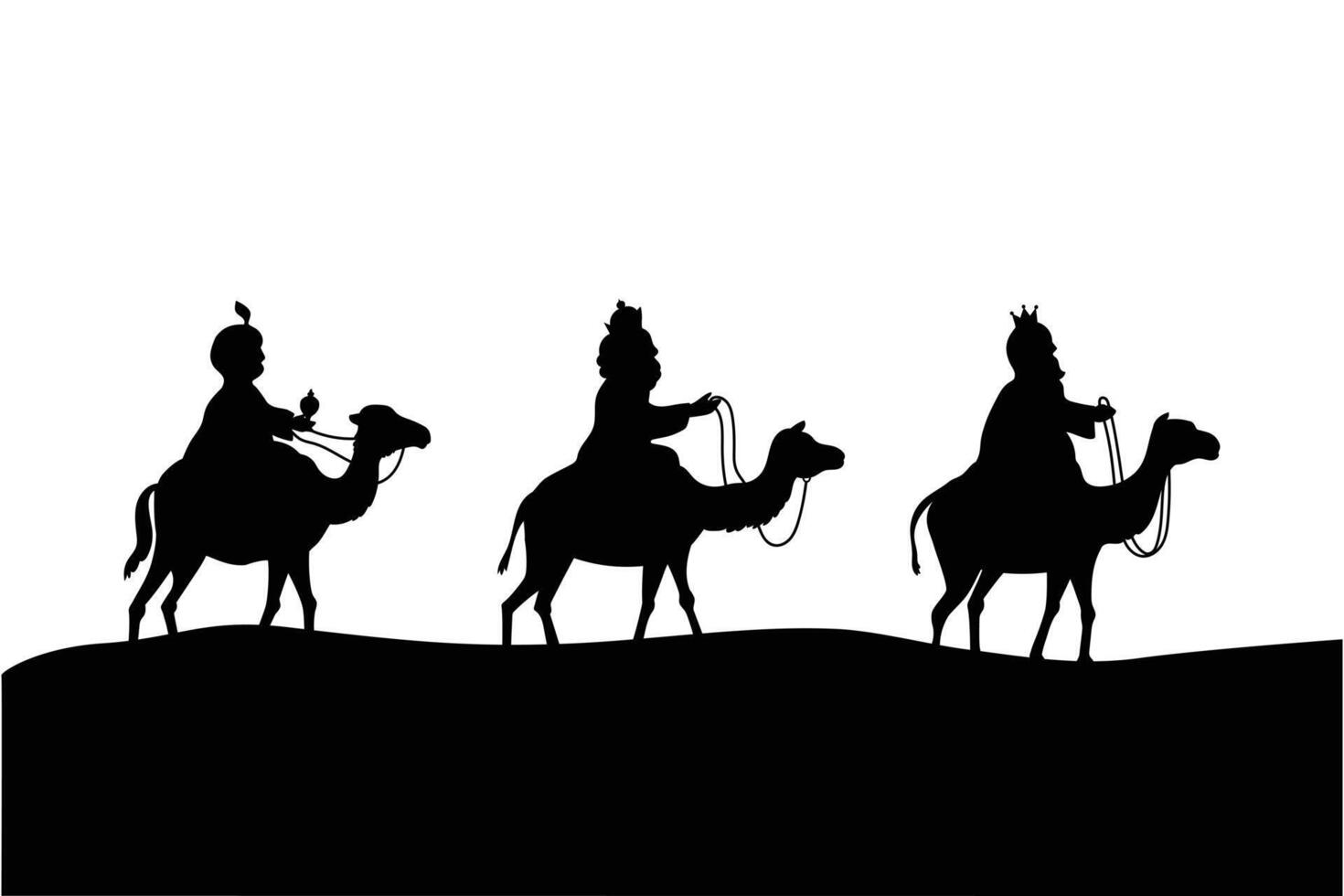 Journey of the Three Wise Men Across the Desert Bearing Gifts for the Newborn Jesus vector