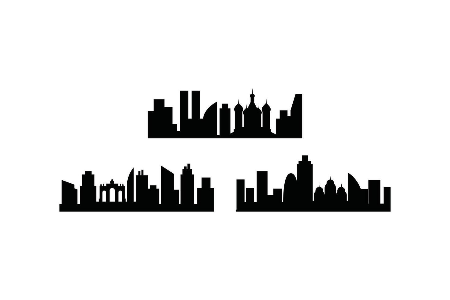 Modern City Skyline Silhouette Set Urban Panorama Collection Featuring Cityscape Elements for Design and Illustration Projects vector