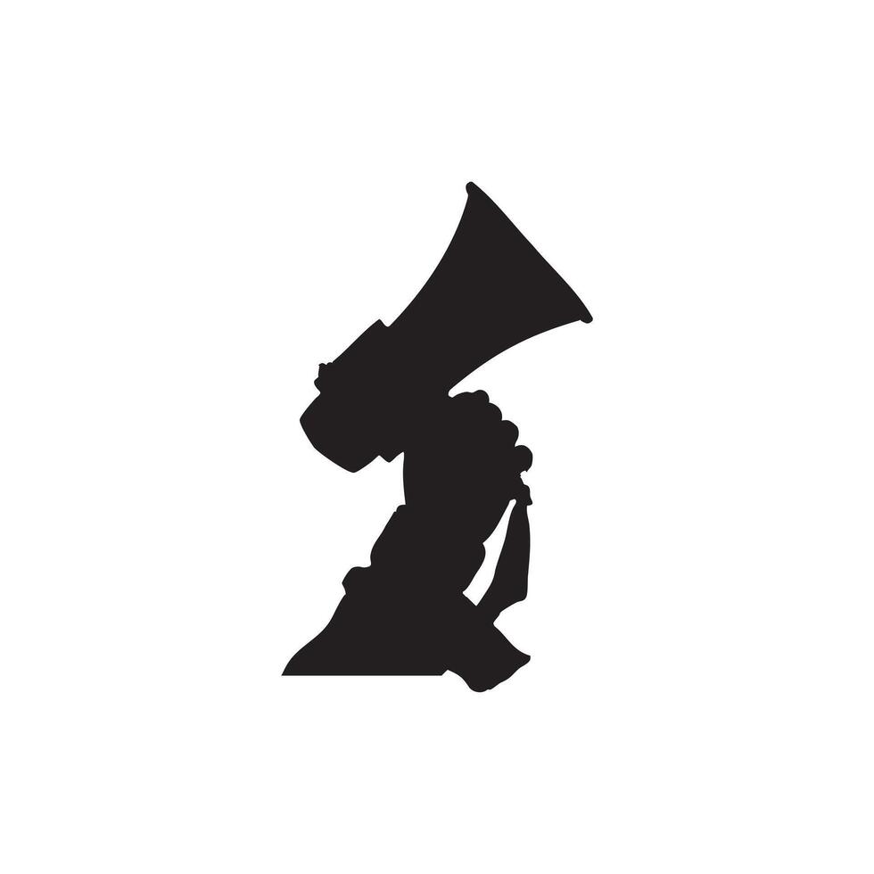 Silhouette of Man Using Megaphone Bold Communication Icon on Transparent Background vector