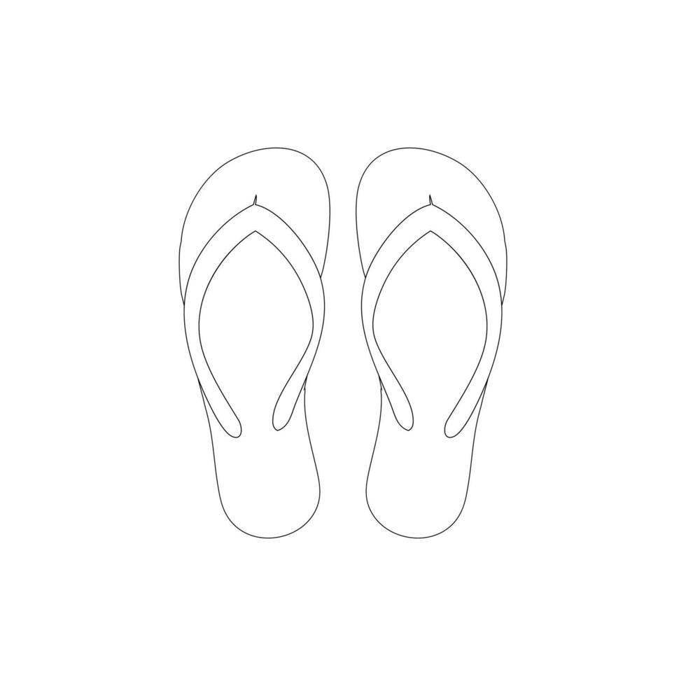 Flip Flops Outline Icon Illustration Featuring Simple Contour Line Drawing of Sandals and Slippers Isolated on White Background vector