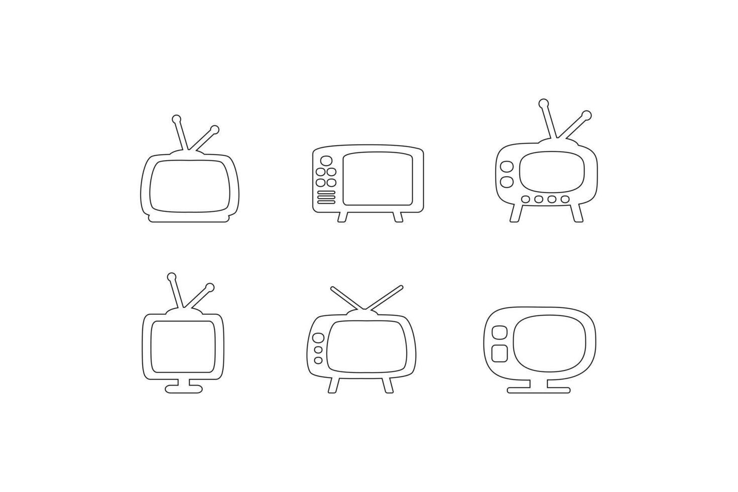 Modern TV Icon Set in Outline Style Collection for Web Design Mobile Apps and Digital Media Concepts on White Background vector