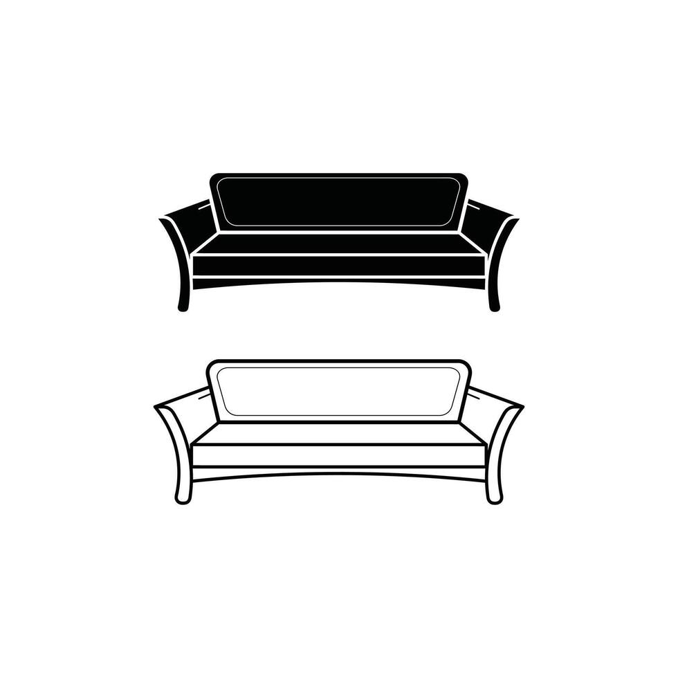 Dynamic Sofa Illustration Set with Hand Drawn Outlines and Bold Silhouettes for Interior Concept Visuals and Digital Media vector