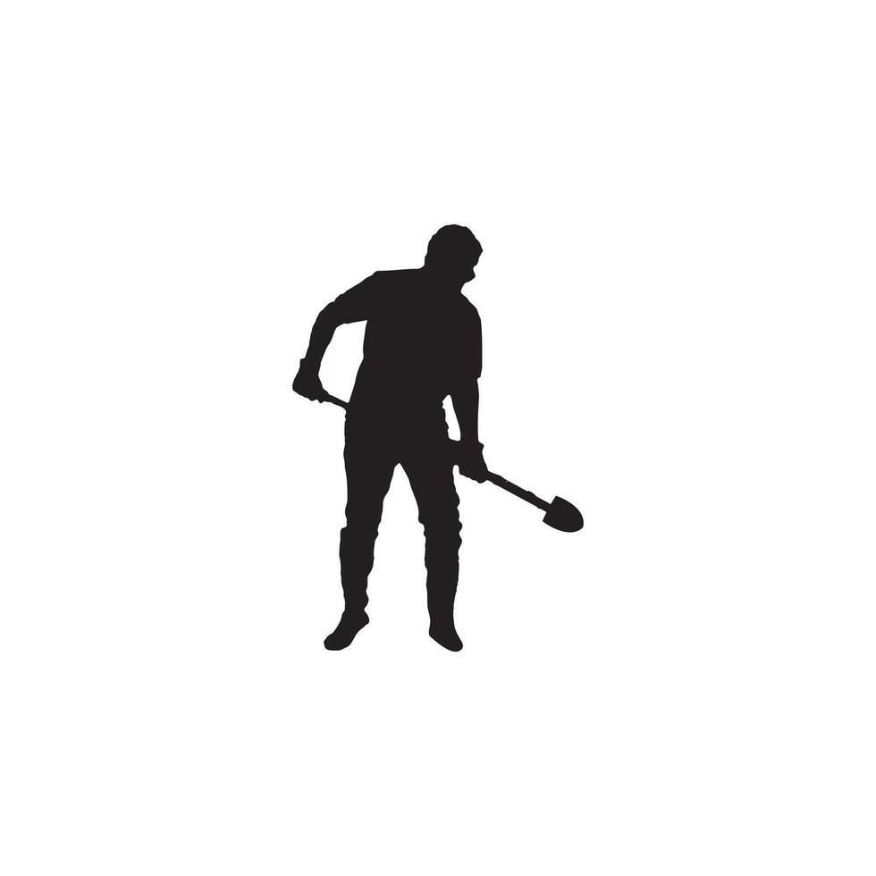 Comprehensive Silhouette Collection of Man with Shovel Featuring Worker and Farmer Poses for Agriculture Labor Landscaping and Outdoor Work Themes on a Clean White Background vector