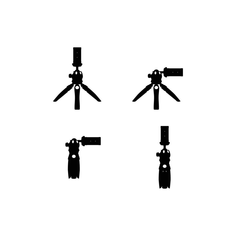 Selfie Stick with Smartphone Icon Set Silhouettes and Symbols of Monopod Devices for Photography, Social Media, and Mobile Accessories Design on White Background vector