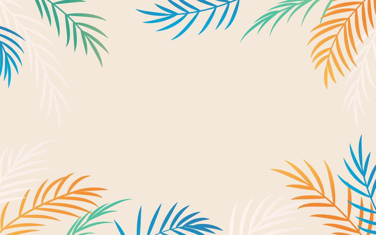 summer background design illustration with colorful palm leaves vector