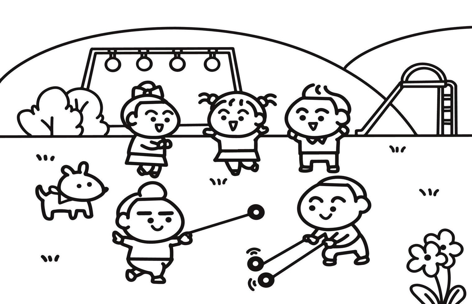 Children playing Yoyo at playground vector