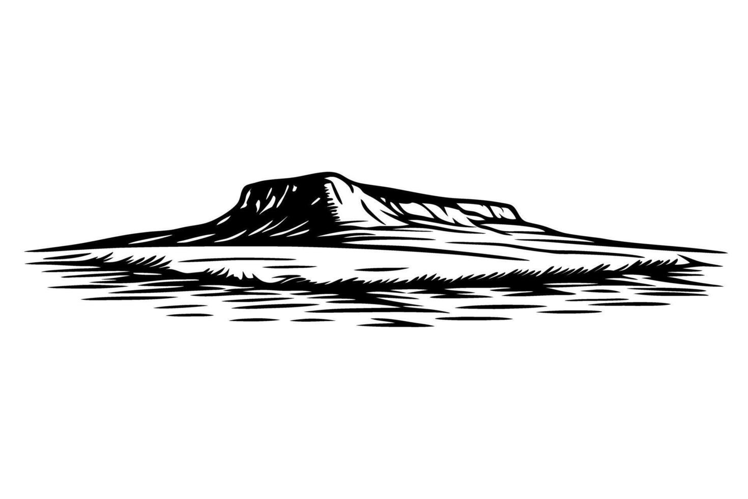 Monochrome mesa illustration isolated plateau in desert landscape detail vector