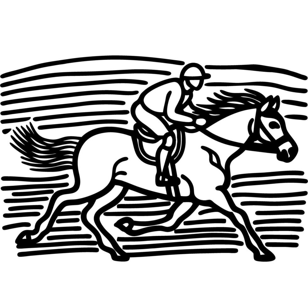 jockey racing on galloping horse dynamic equestrian sport, powerful animal in motion, speed and agility vector