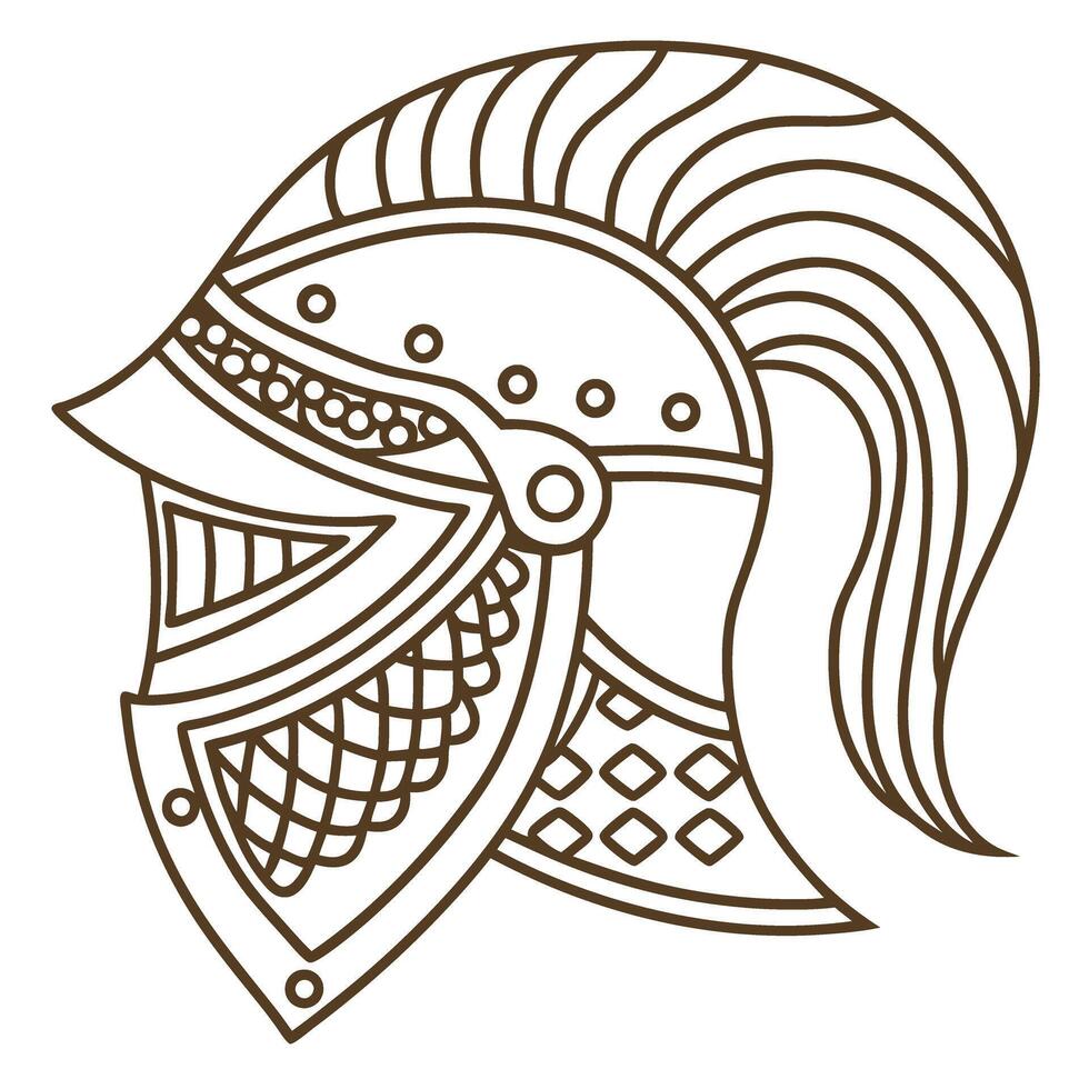 Antique knight helmet illustration detailed medieval armor design in classic vector