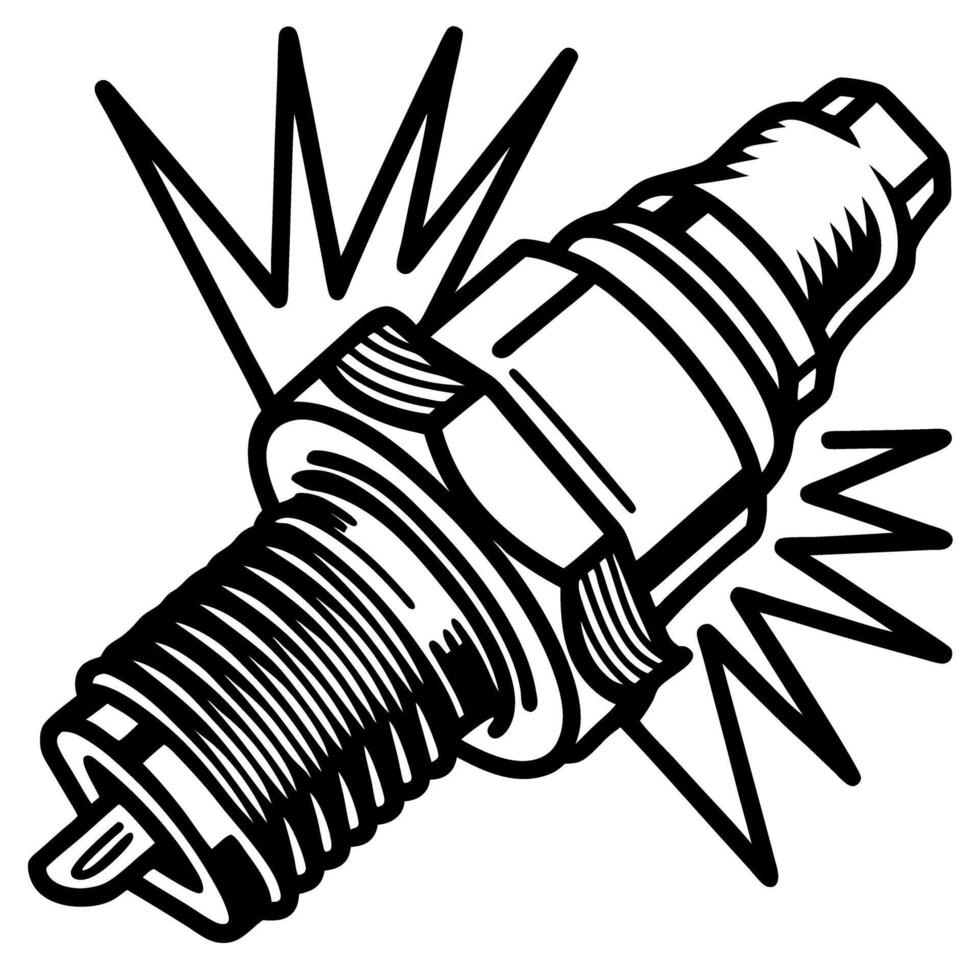 Spark plug illustration with energetic design elements vector