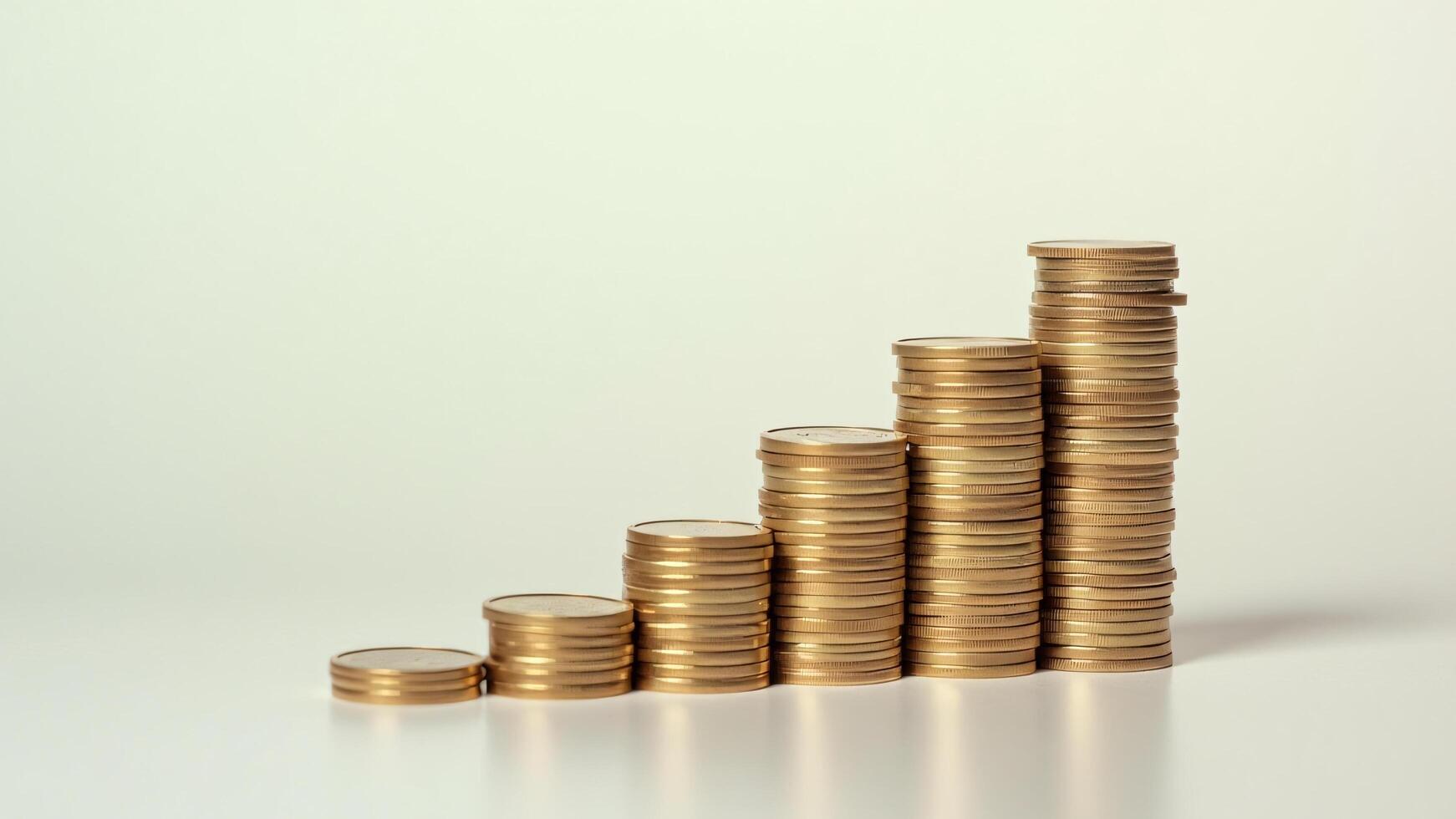 Coin Stacks Forming a Growing Bar Graph photo