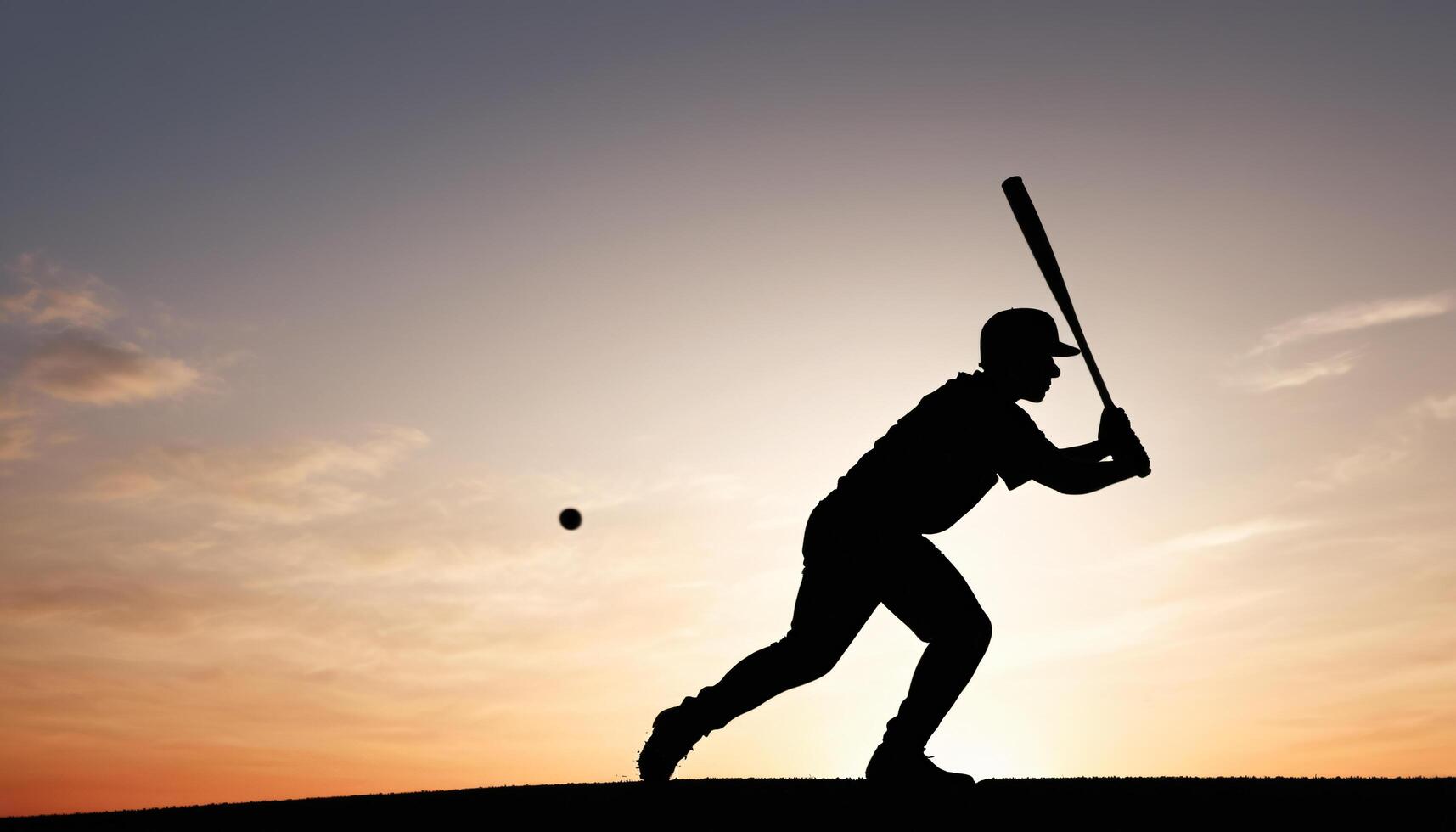 Silhouette of Baseball Batter at Sunset photo