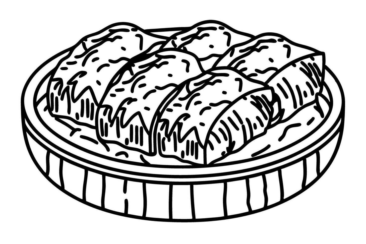 Tasty baklava dessert in a plate traditional sweet pastry, layered with nuts and honey syrup vector