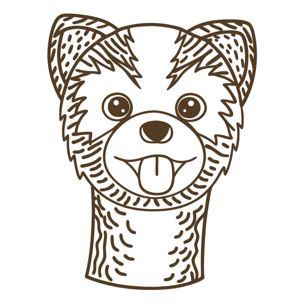 dog head illustration with playful expression and tongue sticking out vector