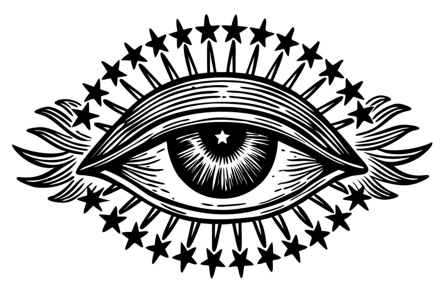 Mystical eye with stars and rays symbol of vision and enlightenment vector