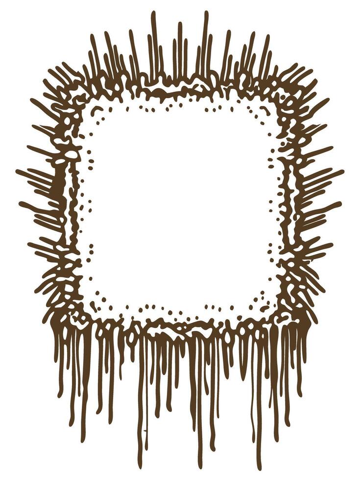 dripping paint frame with abstract design in brown, creative splash art with texture decoration vector