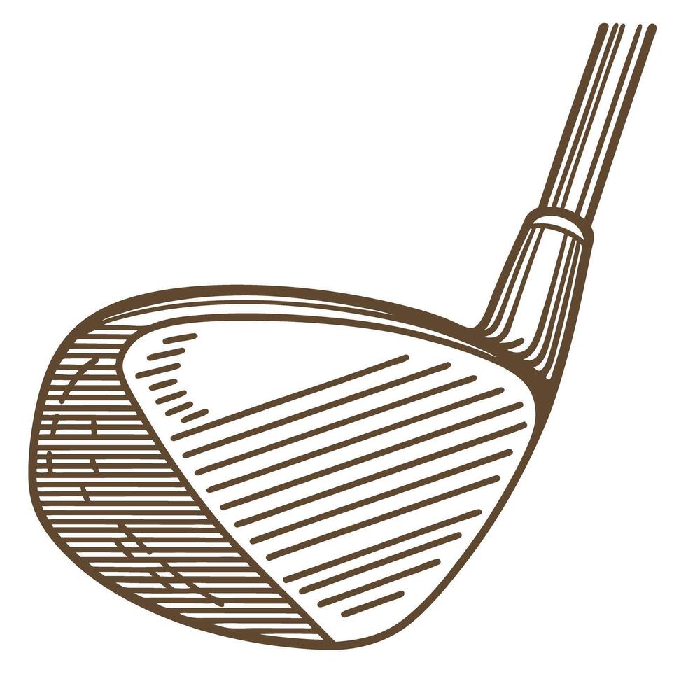 Vintage golf club illustration classic design, line art, sporting equipment vector