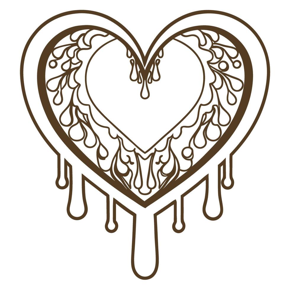 dripping heart design with intricate patterns, romantic and artistic illustration vector