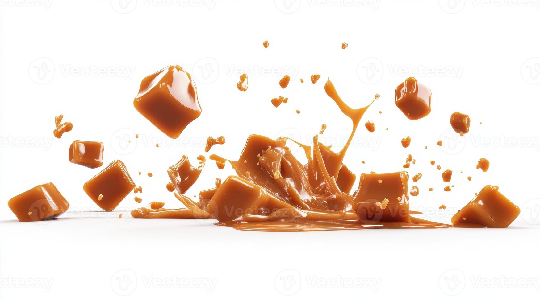 A piece of caramel is being splashed on the ground photo