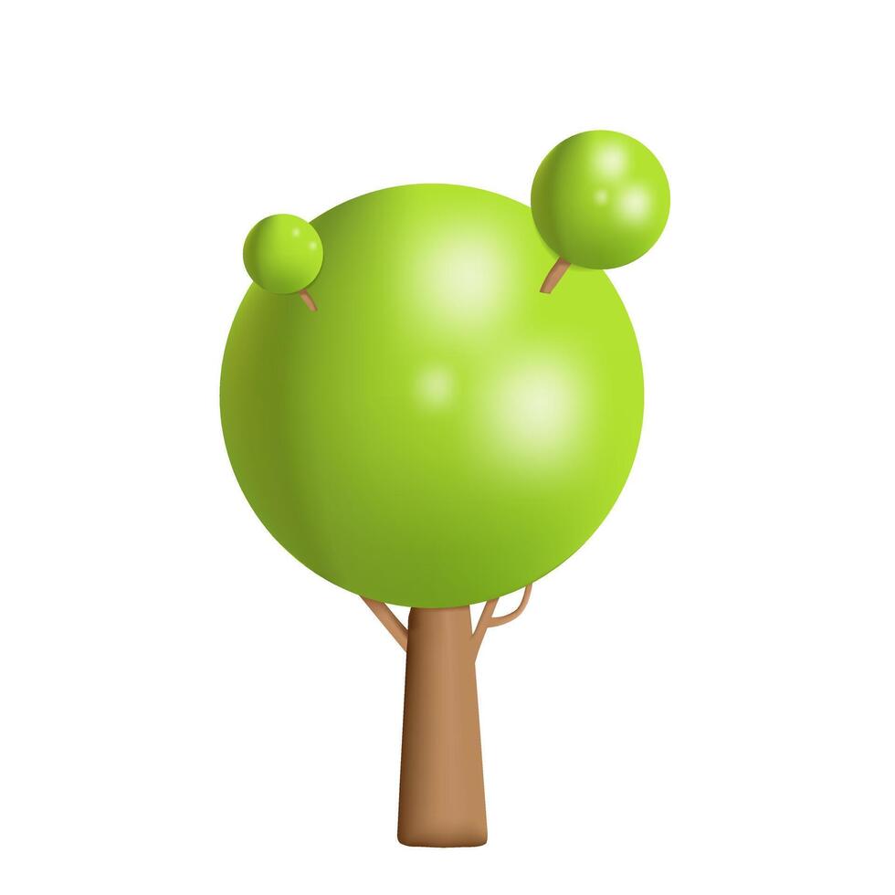 illustration of a tree with a volumetric complex crown in 3D style vector