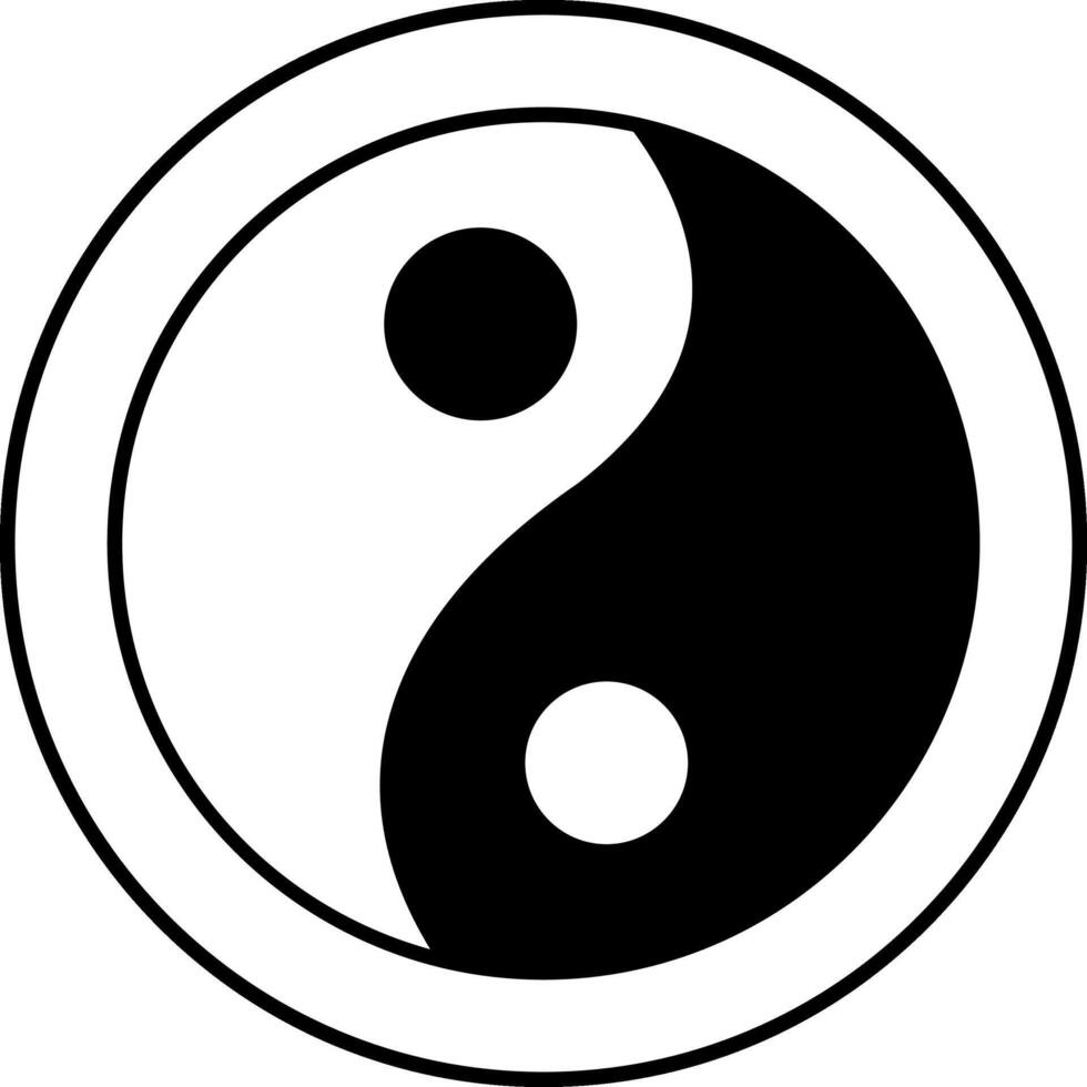 black and white illustration of Yin Yang vector