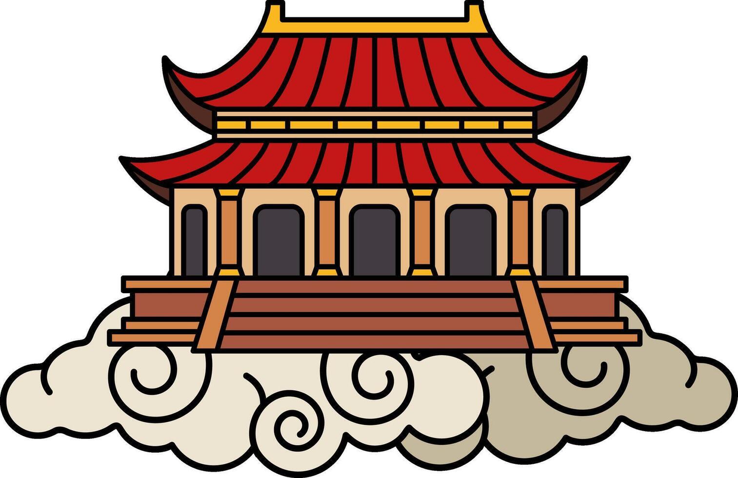 chinese palace on the cloud floating in the sky vector