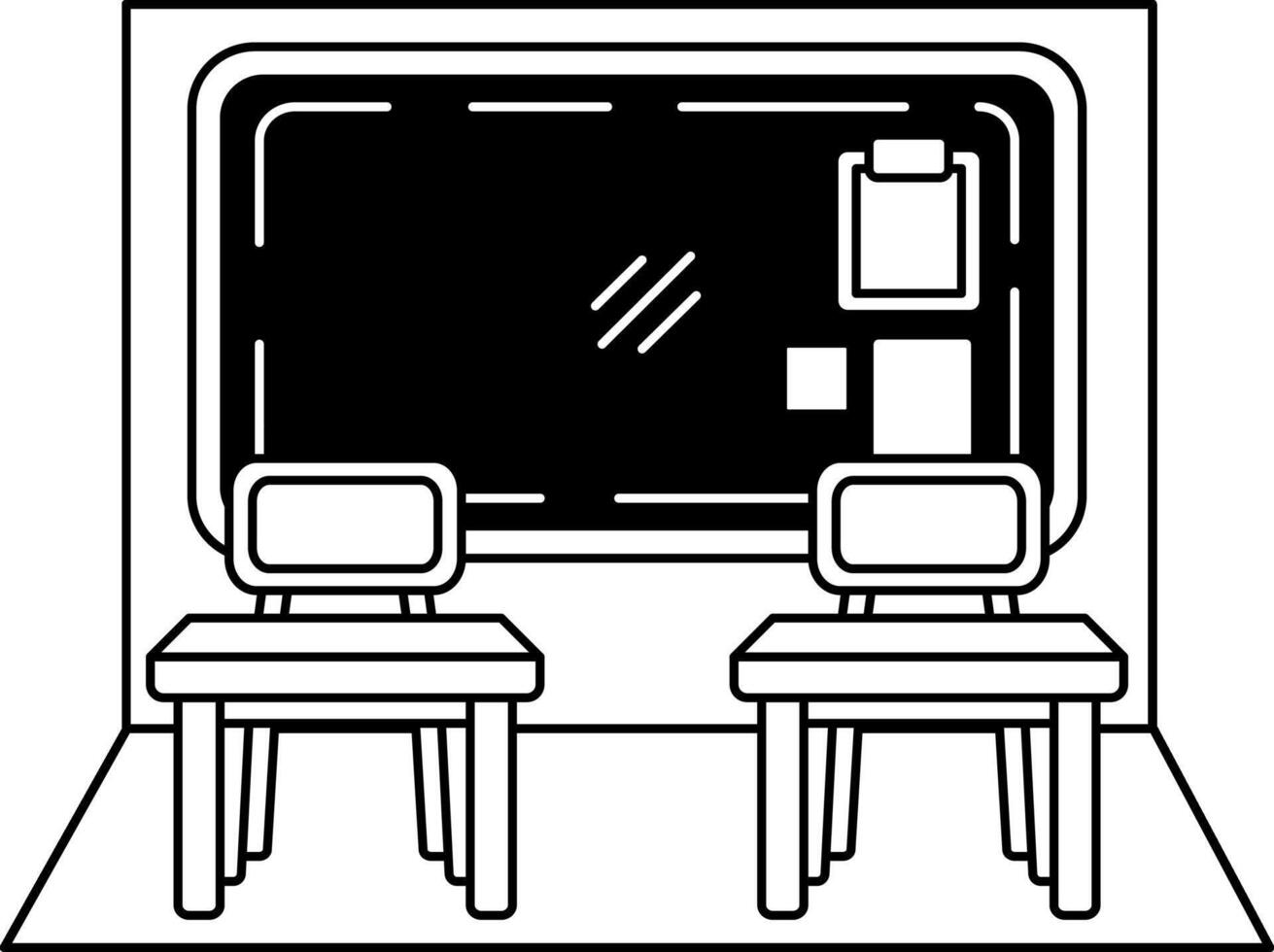 black and white isolate illustration of a classroom vector