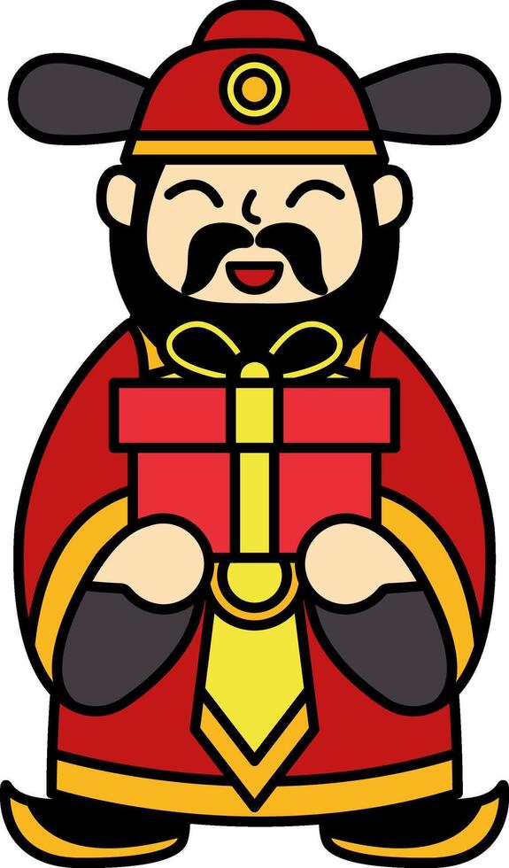 illustration of God of wealth holding gift vector